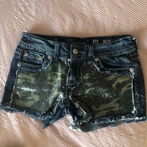 Miss Me Camo Sequin Shorts